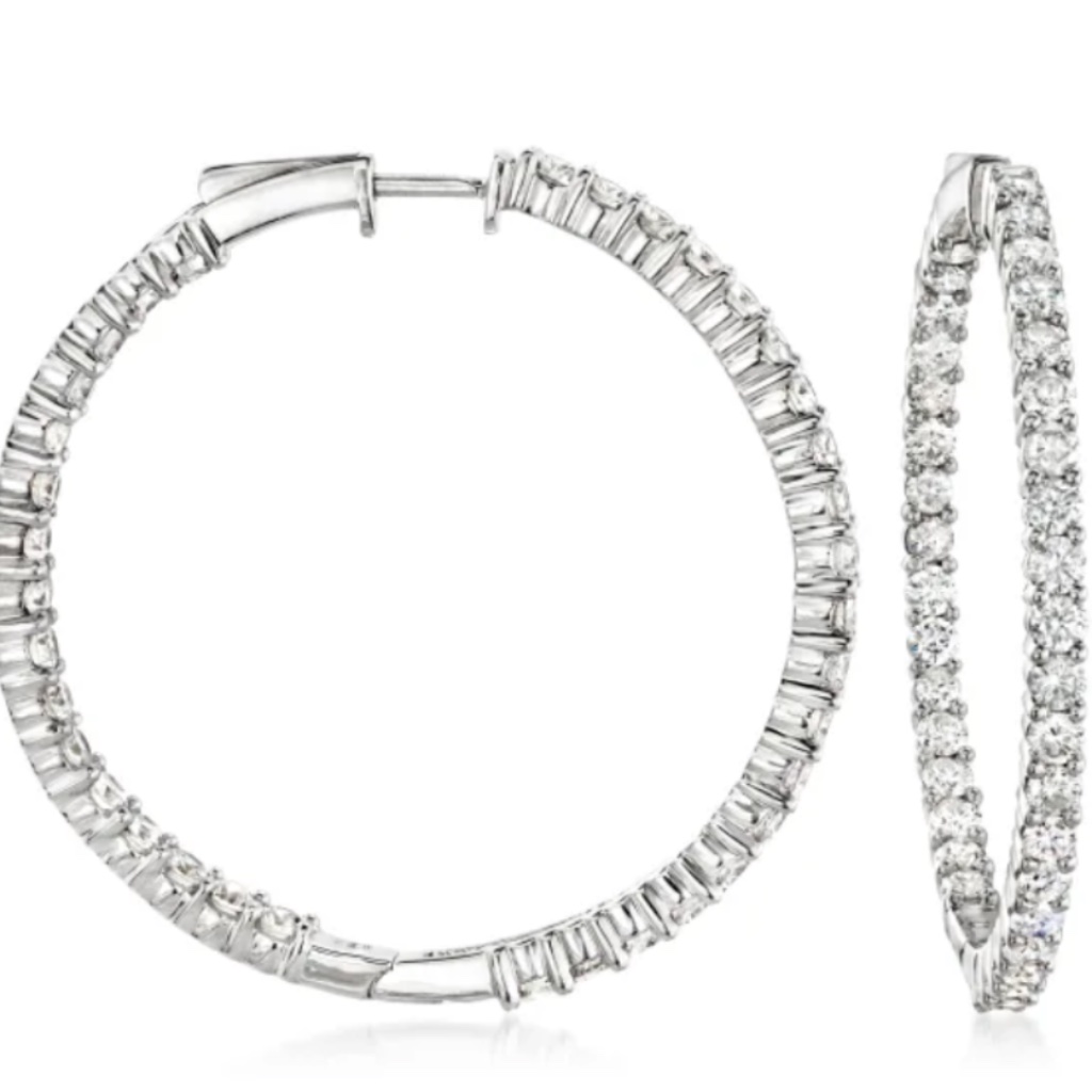 5 Ct Diamond Hoop Earrings In Sterling Silver